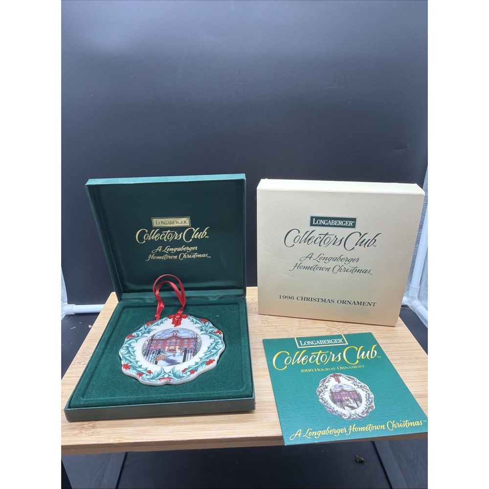 Longaberger 1996 Collectors Club Christmas Ornament Hometown Holly New in Box US